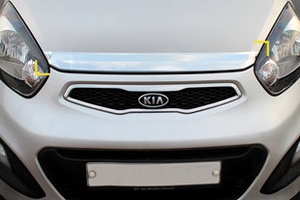 Дефлектор на капот хромированный Kyoungdong KIA Picanto 2012-2016 ― Auto-Clover