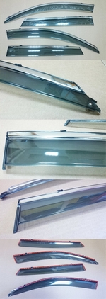 Дефлекторы на окна с хромированным стальным молдингом OEM-Tuning Skoda Octavia II 2005-2013