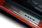 Накладки на пороги стальные с логотипом Alu-Frost Nissan Tiida 2006-2012