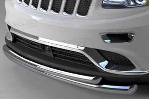 Защита переднего бампера двойная (d 60/76) Can Otomotiv Jeep Grand Cherokee 2010-2019 ― Auto-Clover