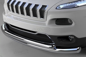 Защита переднего бампера двойная (d 76/60) Can Otomotiv Jeep Cherokee 2014-2019 ― Auto-Clover