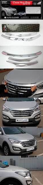 Дефлектор на капот хромированный Autoclover Hyundai Santa Fe 2012-2018