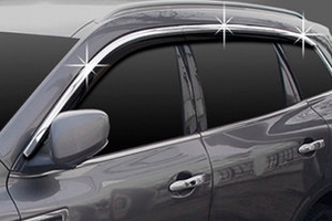Дефлекторы на окна черные с хромированным молдингом (6 элементов) Autoclover Renault Koleos 2016-2019 ― Auto-Clover