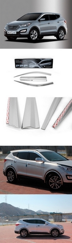 Дефлекторы на окна хромированные (4 элемента) Autoclover Hyundai Santa Fe 2012-2018