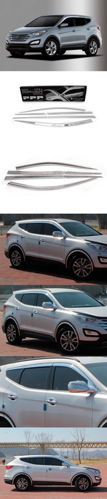 Дефлекторы на окна хромированные (6 элементов) Autoclover Hyundai Santa Fe 2012-2018