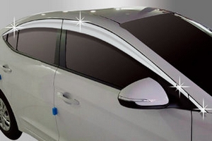 Дефлекторы на окна хромированные (8 элементов) Autoclover Hyundai Elantra 2016-2019 ― Auto-Clover