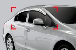 Дефлекторы на окна хромированные Autoclover Honda Civic IX 2012-2019 ― Auto-Clover