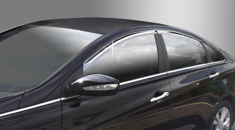 Дефлекторы на окна хромированные Autoclover Hyundai Sonata 2009-2014 no.15729