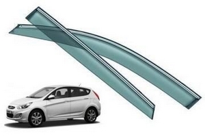 Дефлекторы на окна с хромированным молдингом OEM-Tuning Hyundai Solaris 2011-2017 ― Auto-Clover