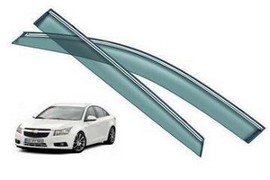 Дефлекторы на окна с хромированным молдингом OEM-Tuning Chevrolet Cruze 2008-2016 ― Auto-Clover