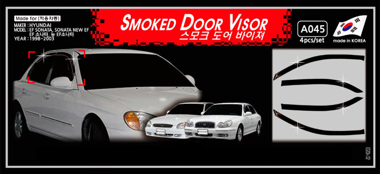 Дефлекторы на окна тонированные Autoclover Hyundai Sonata 2001-2005 ТагАЗ no.4315