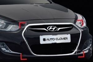 Хромированная накладка на передний бампер Autoclover Hyundai Solaris 2011-2017 ― Auto-Clover