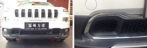 Хромированная окантовка решетки переднего бампера OEM-Tuning Jeep Cherokee 2014-2019 no.13776