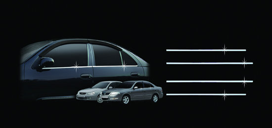 Хромированные молдинги на окна дверей (низ) Autoclover Nissan Almera 2002-2009 no.16856