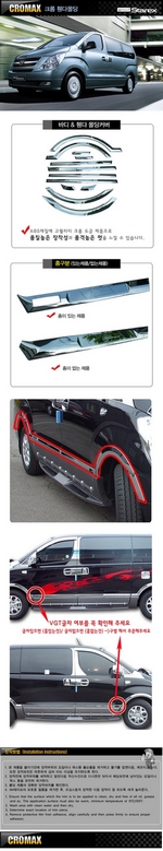 Хромированные накладки на двери и колесные арки Cromax Hyundai Grand Starex (H-1) 2007-2019