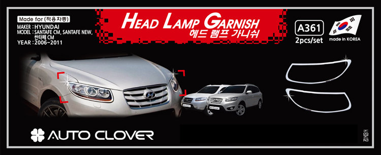 Хромированные накладки на передние фары Autoclover Hyundai Santa Fe 2006-2009 no.18090