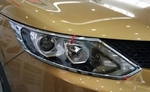 Хромированные накладки на передние фары OEM-Tuning Nissan Qashqai 2014-2019
