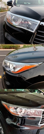 Хромированные накладки на передние фары OEM-Tuning Toyota Highlander 2014-2019