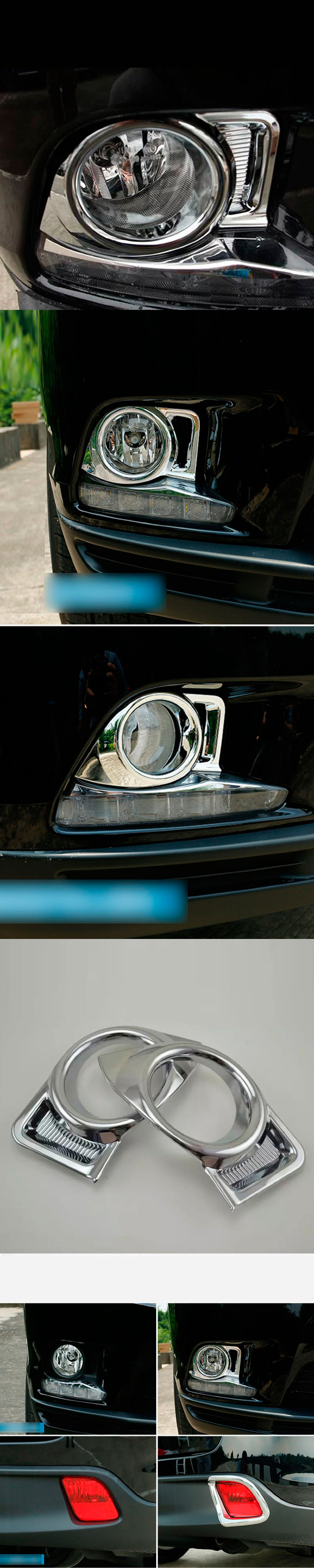 Хромированные накладки на передние противотуманные фары OEM-Tuning Toyota Highlander 2014-2019 no.9309