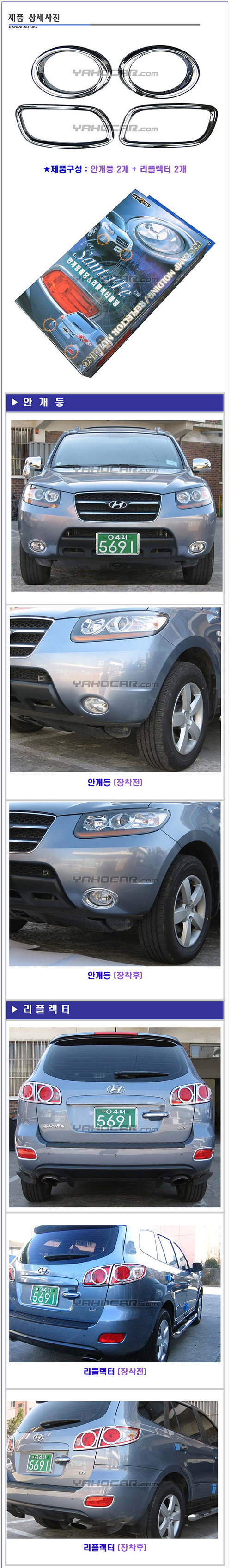 Хромированные накладки на противотуманные фары Autoclover Hyundai Santa Fe 2006-2009 no.18213