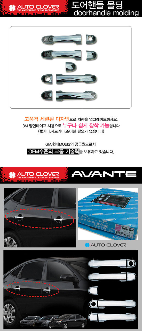 Хромированные накладки на ручки дверей Autoclover Hyundai Elantra 2006-2010 no.18185