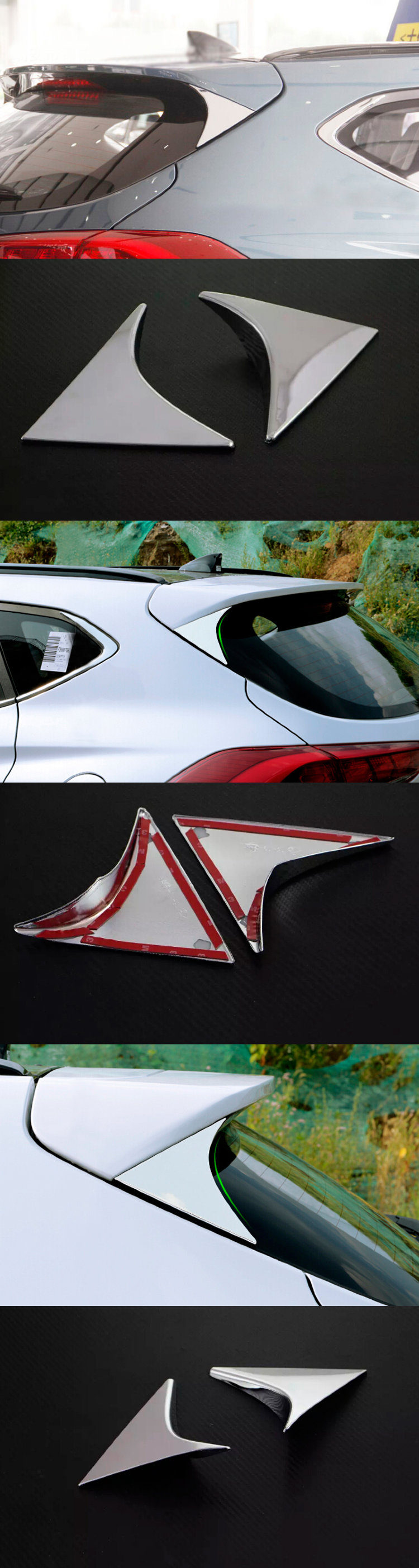 Хромированные накладки на треугольник задней двери OEM-Tuning Hyundai Tucson 2015-2019 no.10988
