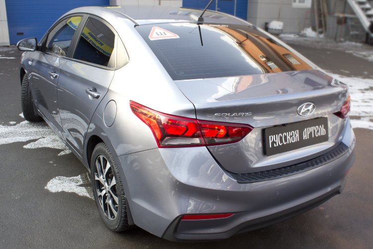 Накладка на площадку заднего бампера пластиковая Русская Артель Hyundai Solaris 2017-2019 no.829