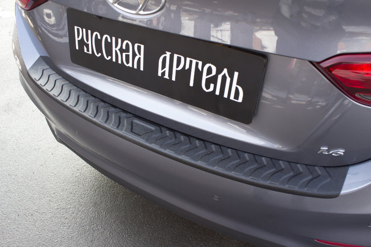 Накладка на площадку заднего бампера пластиковая Русская Артель Hyundai Solaris 2017-2019 no.829