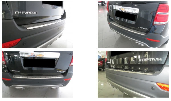Накладка на площадку заднего бампера с загибом профилированная Alu-Frost Chevrolet Captiva 2006-2019 no.16394