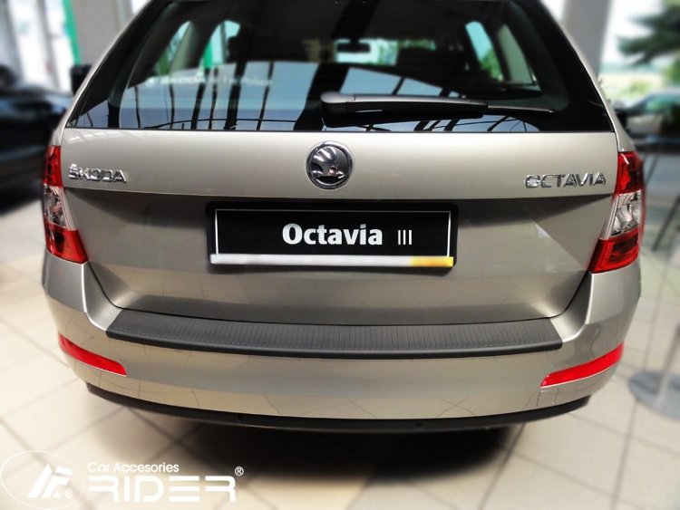 Накладка на задний бампер пластиковая Rider Skoda Octavia III 2013-2019 no.13575
