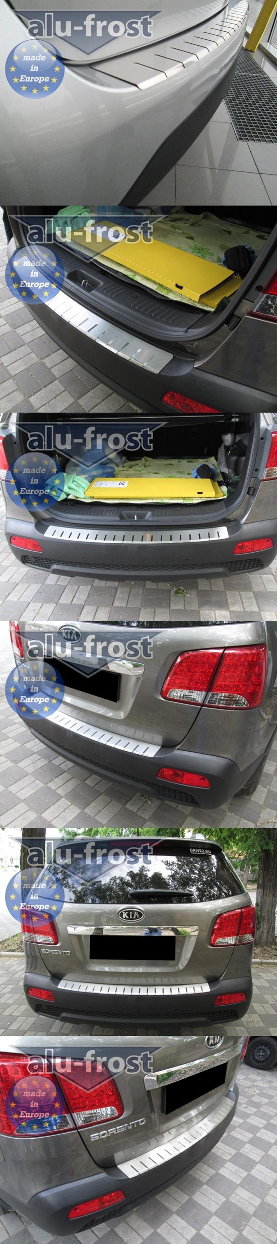 Накладка на задний бампер профилированная с загибом Alu-Frost KIA Sorento 2013-2017 no.16524