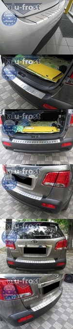 Накладка на задний бампер профилированная с загибом Alu-Frost KIA Sorento 2013-2017