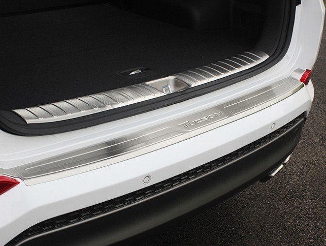 Накладка на задний бампер стальная с загибом (вариант 2) OEM-Tuning Hyundai Tucson 2015-2019 no.7135