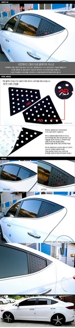Накладка перфорированная на заднее стекло бокового окна Convoy Hyundai Elantra 2016-2019