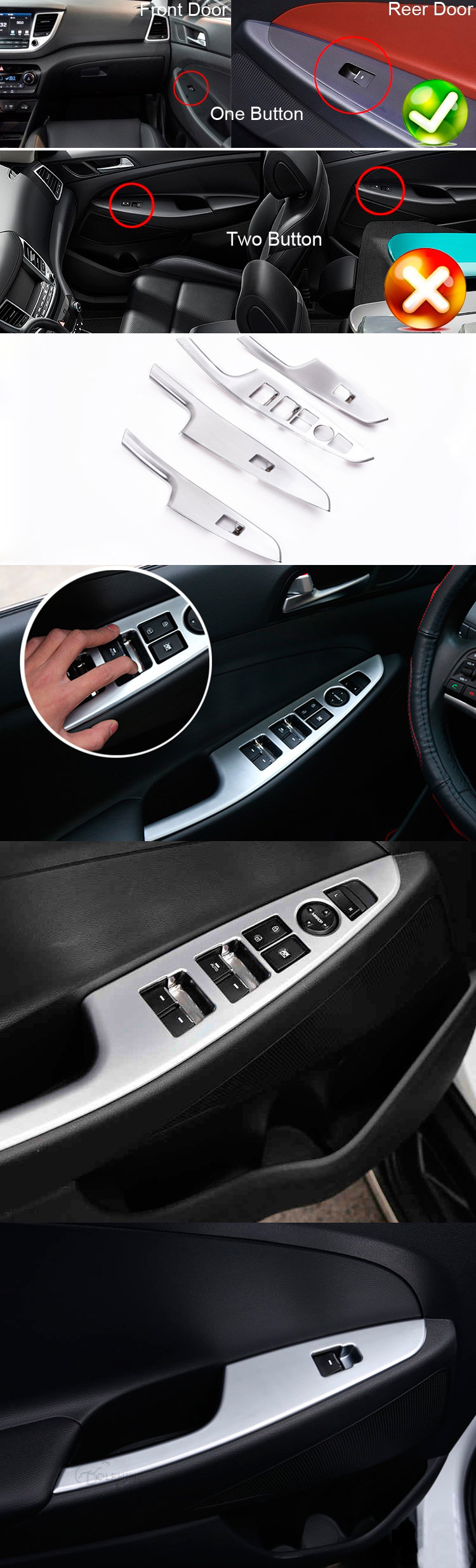 Накладки на панель управления на дверях OEM-Tuning Hyundai Tucson 2015-2019 no.10978