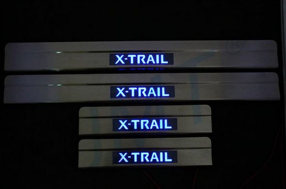 Накладки на пороги с Led подсветкой JMT Nissan X-Trail 2014-2019 no.15036
