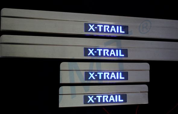 Накладки на пороги с Led подсветкой JMT Nissan X-Trail 2014-2019 no.15036