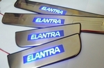 Накладки на пороги с Led подсветкой JMT Hyundai Elantra 2010-2015