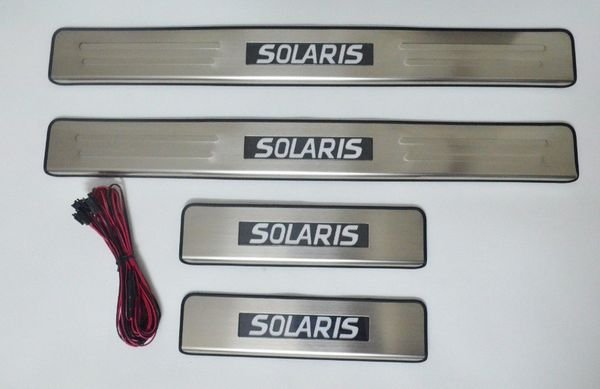 Накладки на пороги с Led подсветкой JMT Hyundai Solaris 2011-2017 no.15044