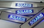 Накладки на пороги с Led подсветкой JMT Hyundai Solaris 2011-2017
