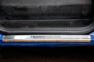 Накладки на пороги стальные Alu-Frost Volkswagen Transporter T5 2003-2015 ― Auto-Clover