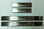 Накладки на пороги стальные JMT Nissan Tiida 2015-2019