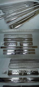 Накладки на пороги стальные Omsa Line Nissan Navara 2004-2015
