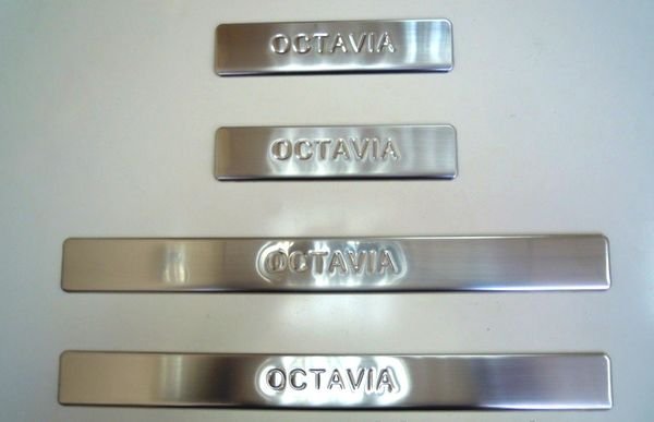 Накладки на пороги стальные Omsa Line Skoda Octavia II 2005-2013 no.14927