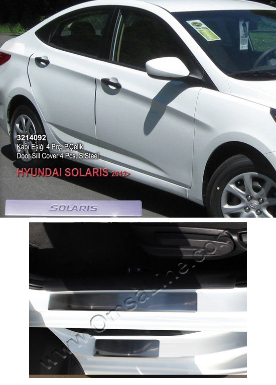 Накладки на пороги стальные Omsa Line Hyundai Solaris 2011-2017 no.16490