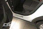 Накладки на пороги стальные "2 линии" полированные Croni Volkswagen Transporter T6 2015-2019