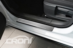 Накладки на пороги стальные &quot;2 линии&quot; полированные Croni Toyota Corolla 2013-2019