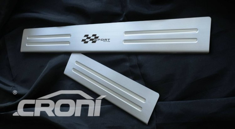 Накладки на пороги стальные "симметрия" полированные Croni Nissan Qashqai 2007-2013 no.3504