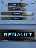 Накладки на пороги стальные с LED подсветкой JMT Renault Logan 2004-2012