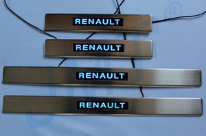 Накладки на пороги стальные с LED подсветкой JMT Renault Logan 2004-2012 ― Auto-Clover